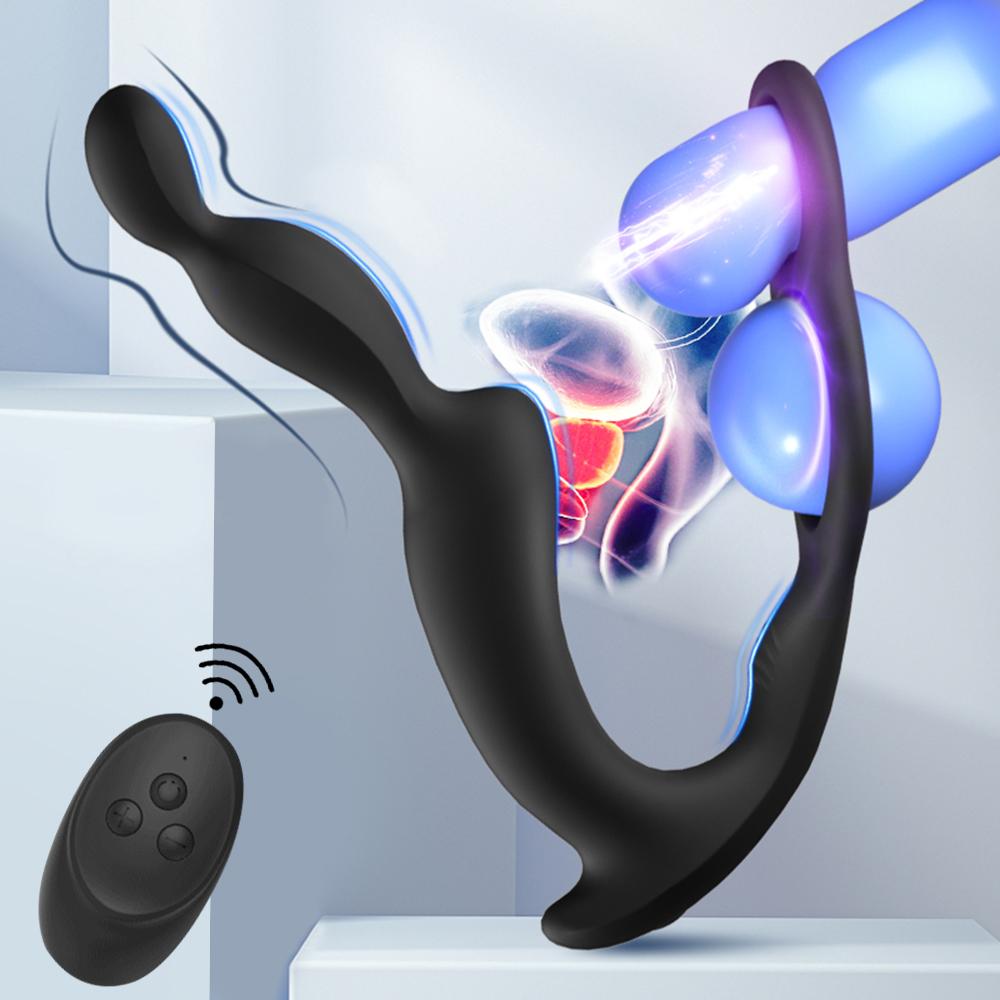 Male Prostate Massage Remote Anal Vibrator 10 Speeds Delay Ejaculation Ring Testis Stimulate Anus Plug Butt Adult Sex Toys 18+