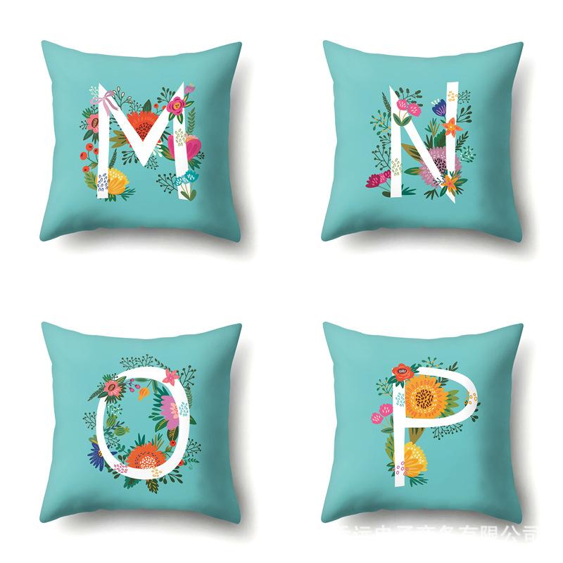Polyester Pillowcase Flowers Fresh Home Decoration Print Pillowcase 26 English Letter Cushion Cover