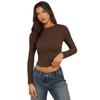 Women's Tight Round Neck Sexy Hottie Nude Single Wear Long Sleeve Top
