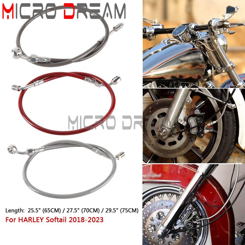 Motorcycle Braided Hydraulic Brake Hose Line Cable w/ ABS Controller Adapter Kit For Harley Softail M8 2018-2023 FXLR FXST FLSB