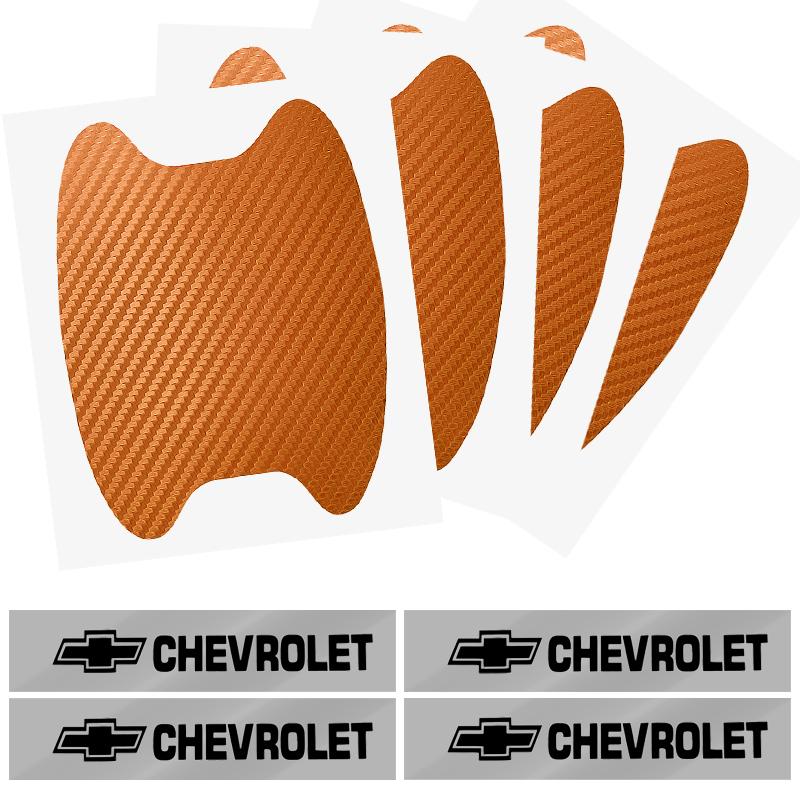 Bil Dörrklistermärke Kolfiber Repor Bil Handtag Skyddsfilm för Chevrolet Cruze Malibu Sail Spark Captiva Equinox Trax Tracker AVEO Lova Husbil