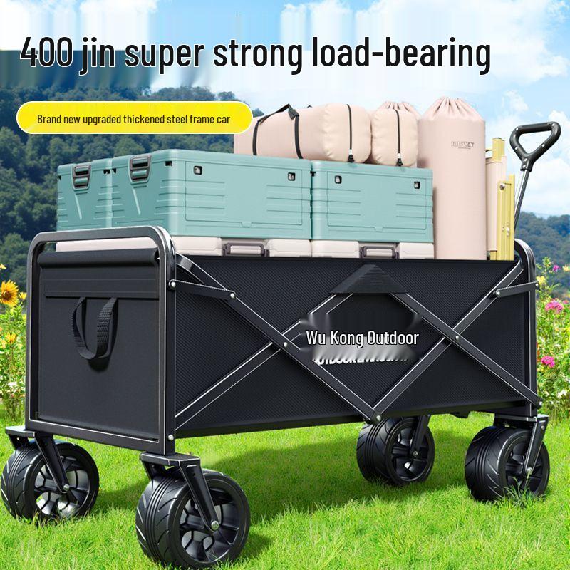 Portable Foldable Camper Van Cart: Hand-Pulled Travel Trailer for Kids, Outdoor Use.