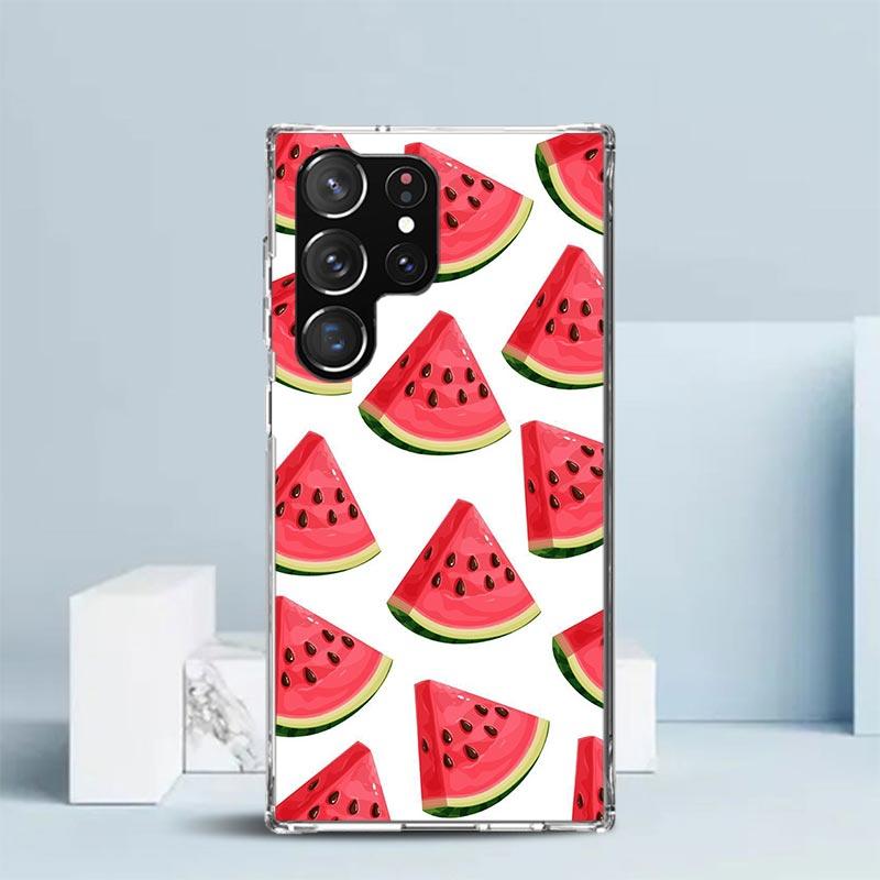 Watermelon Summer Fruit Phone Case For Samsung Galaxy S24 S25 Edge S26 Ultra S22 S23 Plus S21 + S20 FE Soft TPU Back Cover Galax