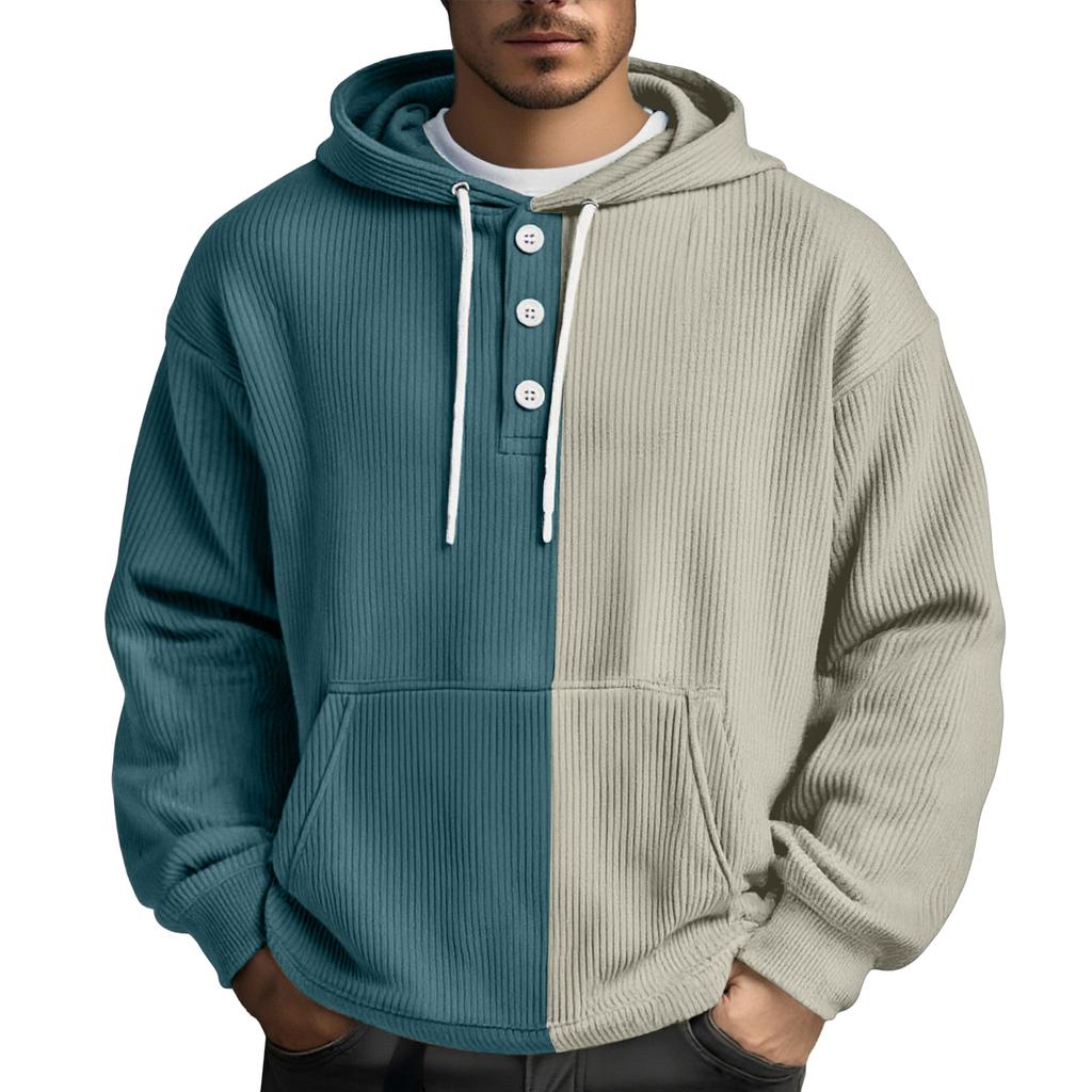 Men's Leisure Loose Three Clicks Color Clashing Hooded Hood Hoodie