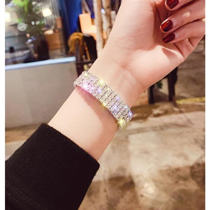 Diamond Versatile Temperament Bracelet for Women's Cold Style Fashion Bracelet Korean Version Simple and Versatile Elastic Bracelet