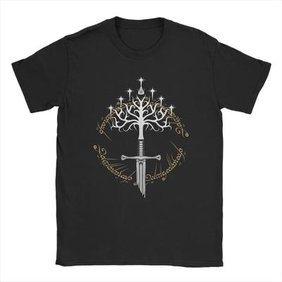 Anduril White Tree L-Lords Of The R-Rings Gondor T-Shirts for Men  Humor Cotton Tees Short Sleeve T Shirts Gift Idea Tops