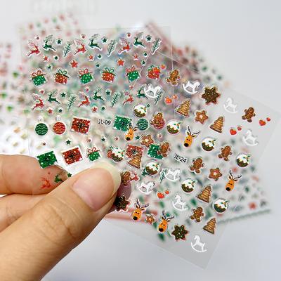 30-150pcs Wholesales Santa Claus Pattern Nail Art Stickers Cartoon Santa Claus 3D Nail Stickers for Party Nail Art Supplies
