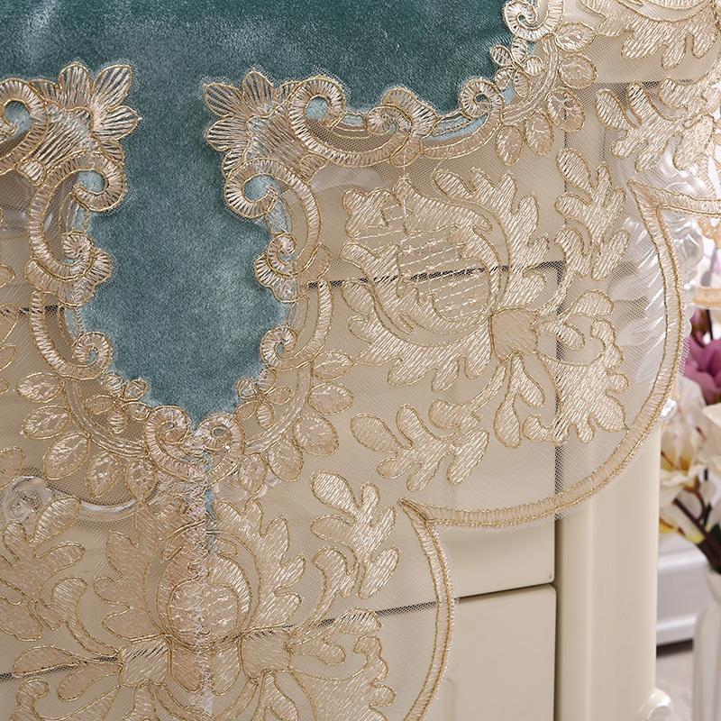 European Water Soluble Lace Square Tablecloth Refrigerator Washing Machine Bedside Table Cloth Dust Velvet Fabric Cover Tapete