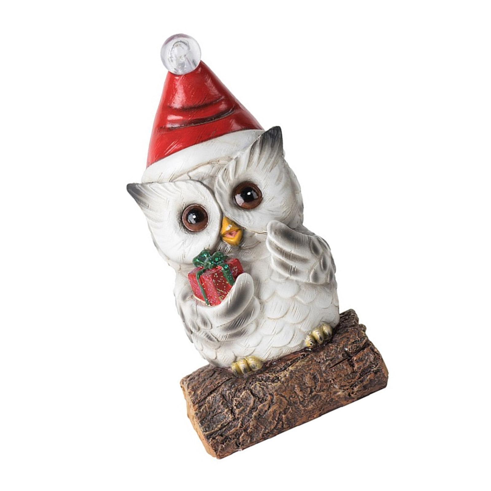 

Мультяшная Сова, миниатюрная фигурка из смолы со светодиодной подсветкой, шапка Санты, рождественский праздничный домашний стол, книжная полка, декор, орнамент 2