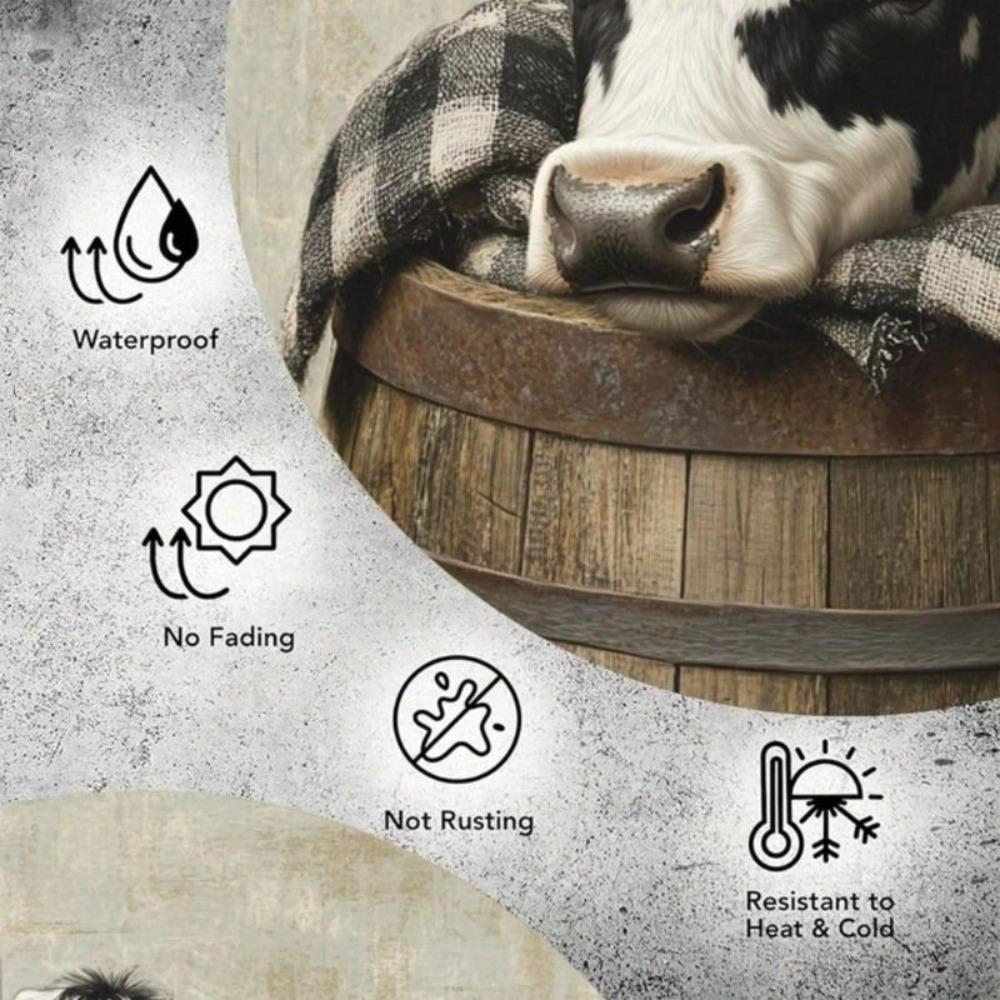 Retro Vintage Metal Cow Barrel Wall Decor Waterproof Bar Cafe Poster
