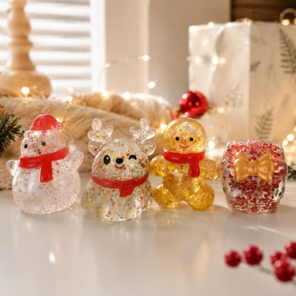 Gold Glitter Christmas Candy Slow Rising Stress Toy Random