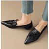 Design Plus Size 42 Office Lady Elegant Black High Heel Single Shoes Women's Pointed Toe Mid Heels New Leather Retro Pumps