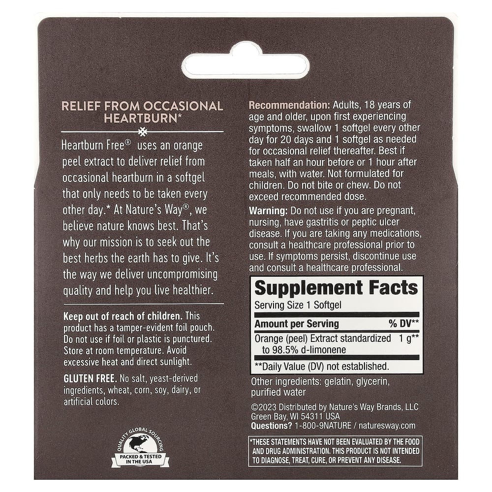 Natures Way Enzymatic Therapy Heartburn Free 1000mg Softgels, 10 Count