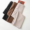 Women's 2024 Khaki Wool Blend Loose Fit Slimming Wide Leg Pants for Autumn and Winter