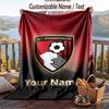 Flannel Blanket Bournemouth Football Print Custom Name Text Soft Throw for Sofa Bed