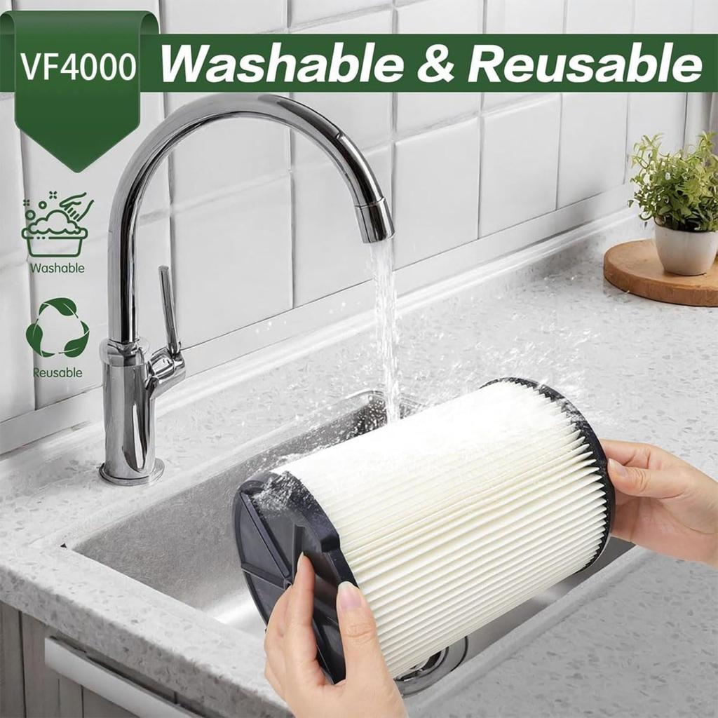 1 balení náhradního filtru VF4000 pro vysavač Rigid Shop Vac, standardní mokro-suchý filtr 72947, kompatibilní s většinou 5-20 galonových a Husky 6-9 galonových