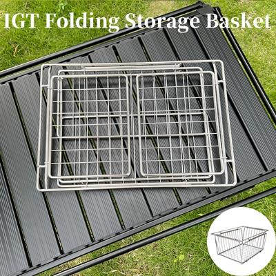 IGT Faltbarer Aufbewahrungskorb aus Edelstahl, eine Einheit, Abtropfkorb, Outdoor-Camping, multifunktionales Eierrollen-Tischzubehör
