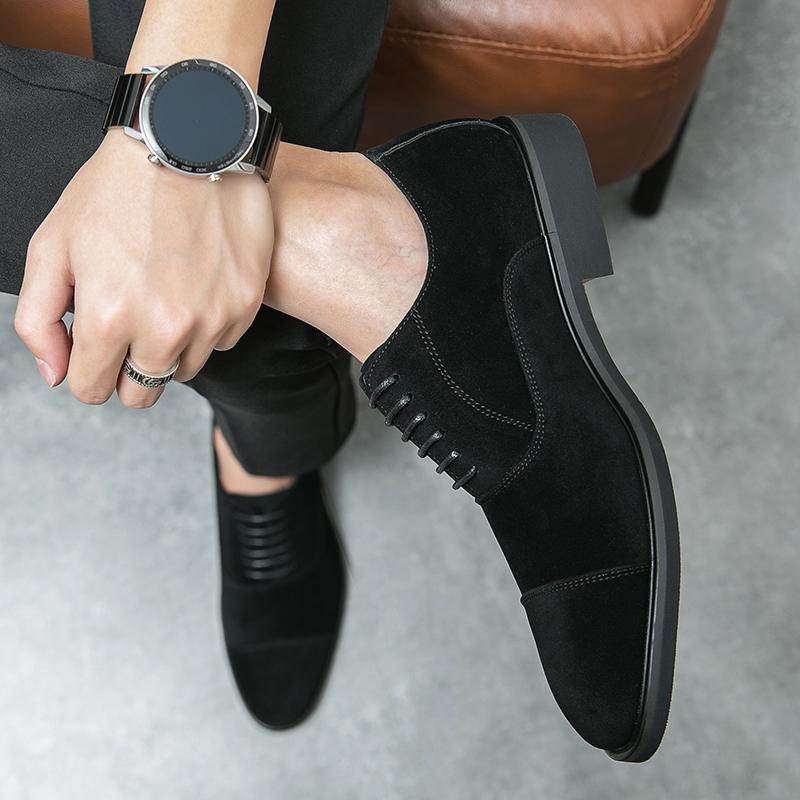 Fashion Men Red Soled Formal Shoes Black Brown Patchwork Reverse Velvet Cotton Lace Up Business Gentleman Derby Shoes Sizes 38-46