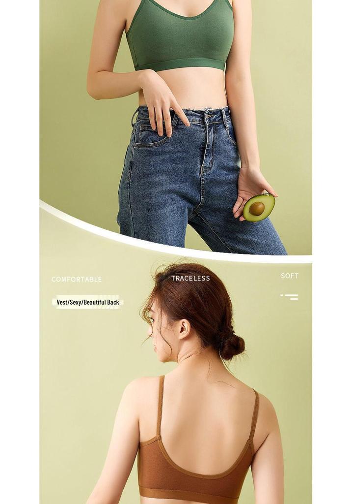 All-in-One Cotton Sports Bra Tank: Sweat-Wicking, Push-Up, Beautiful Back Design, Padded Bandeau, Anti-Exposure Base Layer