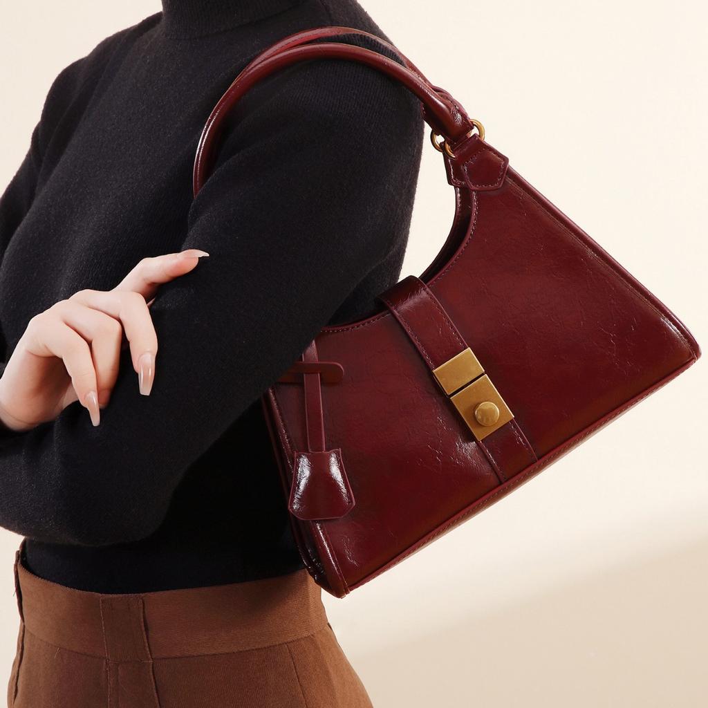 Bucket Bag, Retro Oil Wax Leather Single-shoulder Versatile Handbag, Crossbody Bag