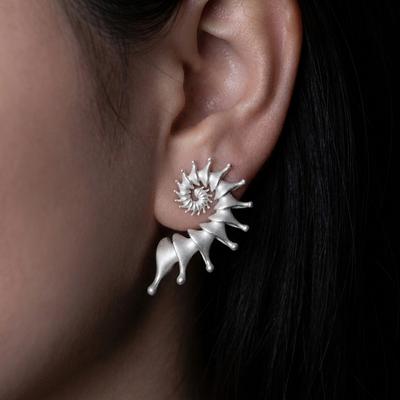 Gothic Punk 3D Stereo Spiral Conch Shell Stud Earrings for Women Boho Silver Color Marine Animal Earring Beach Vacation Jewelry