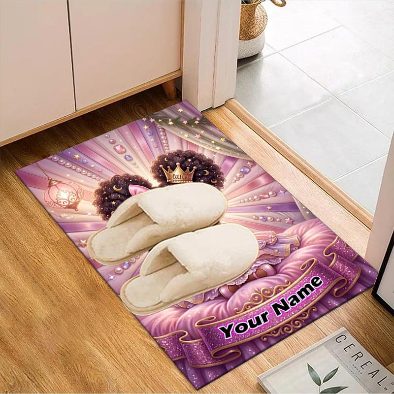 1PC Custom Name Royal Princess Fantasy Theme Floor Mat Ideal for Living Room, Game Rooms, Office, Bedroom, Office Floor Mat , Floor Mats for Home