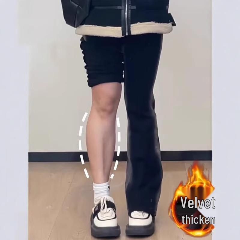 

Hong Kong Trendy Girl 2024 Minimalist Jeans: Solid Color, Hip-Hop Style, High Street Fashion Long Pants XL