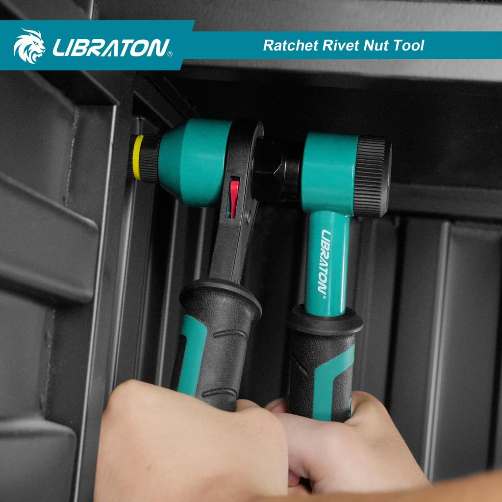 LIBRATON Ratchet Nut Includes 50 and M12 Rivet with Storage Case Set, M5, M6, M8, M10, Nuts,