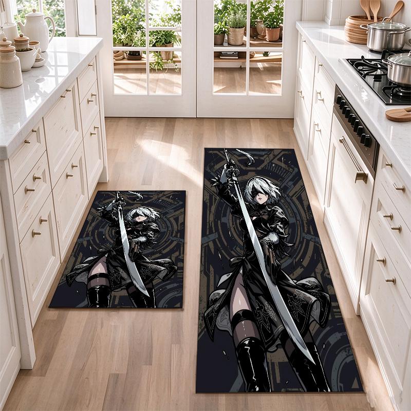 Nie RAutomata Flannel Kitchen Floor Mat – Non-Slip, Absorbent and Easy to Clean Suitable for Kitchens, Entryways Bedroomsand Bathrooms
