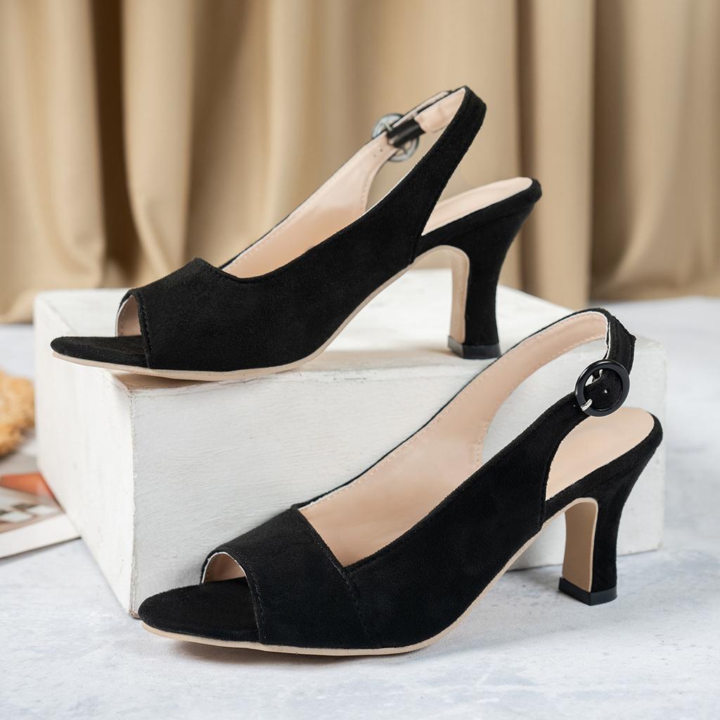 Größe 35-43 Damen High Heel Sandalen Wildleder Peep Toe Mode Schuhe für Damen Frühling Sommer Schuhwerk Zapatos De Mujer