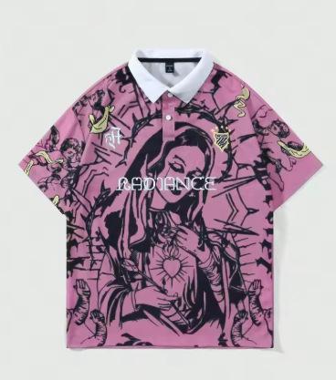 2026 summer new men's short-sleeved polo shirt with 3D angel print suitable for street casual fashion polo shirt