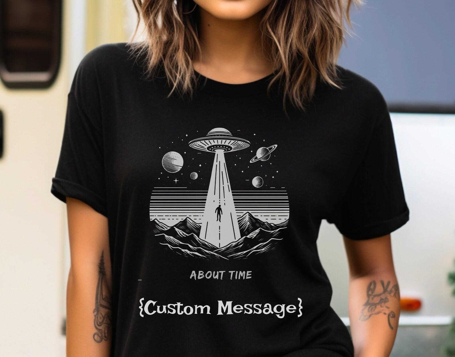 Dog Abduction UFO T-Shirt: Funny Alien Graphic Tee S