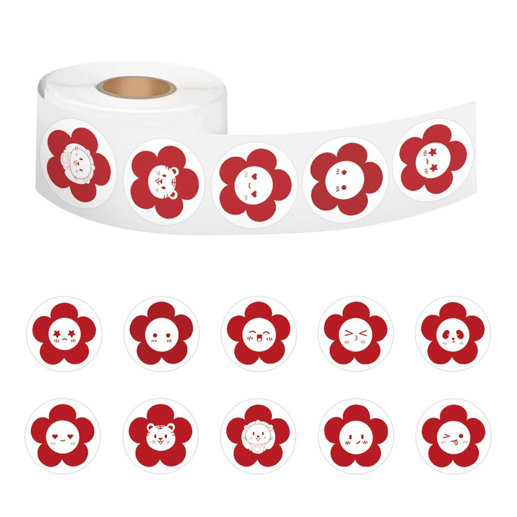 500 Cute Little Red Flower Decorative Sealing Stickers/Roll for Notebooks and Crafts