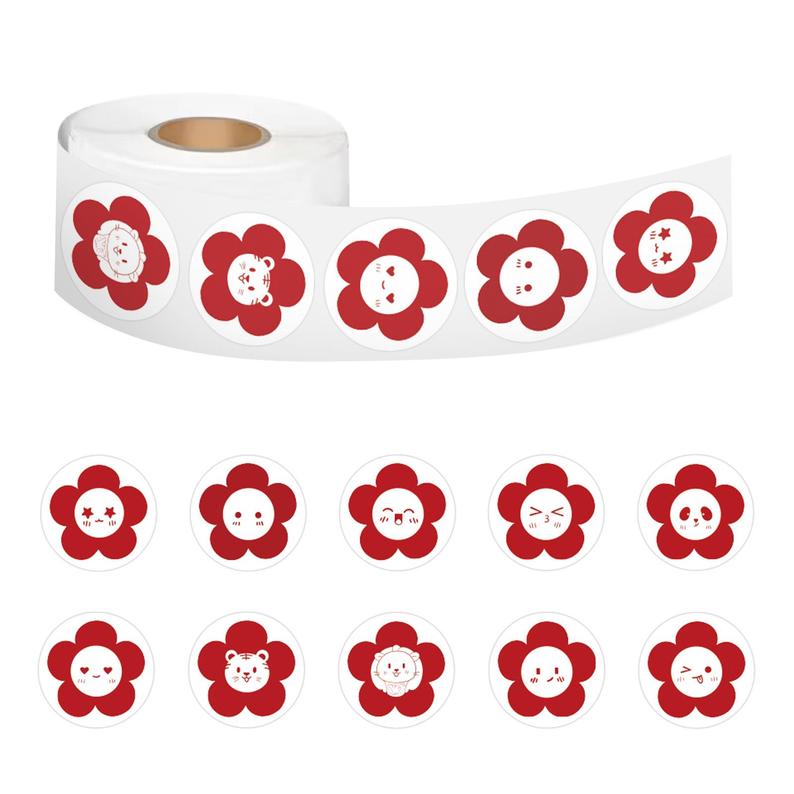 Cute Red Flower Stickers - 500 Sheets for Student Rewards and Kindergarten Stationery