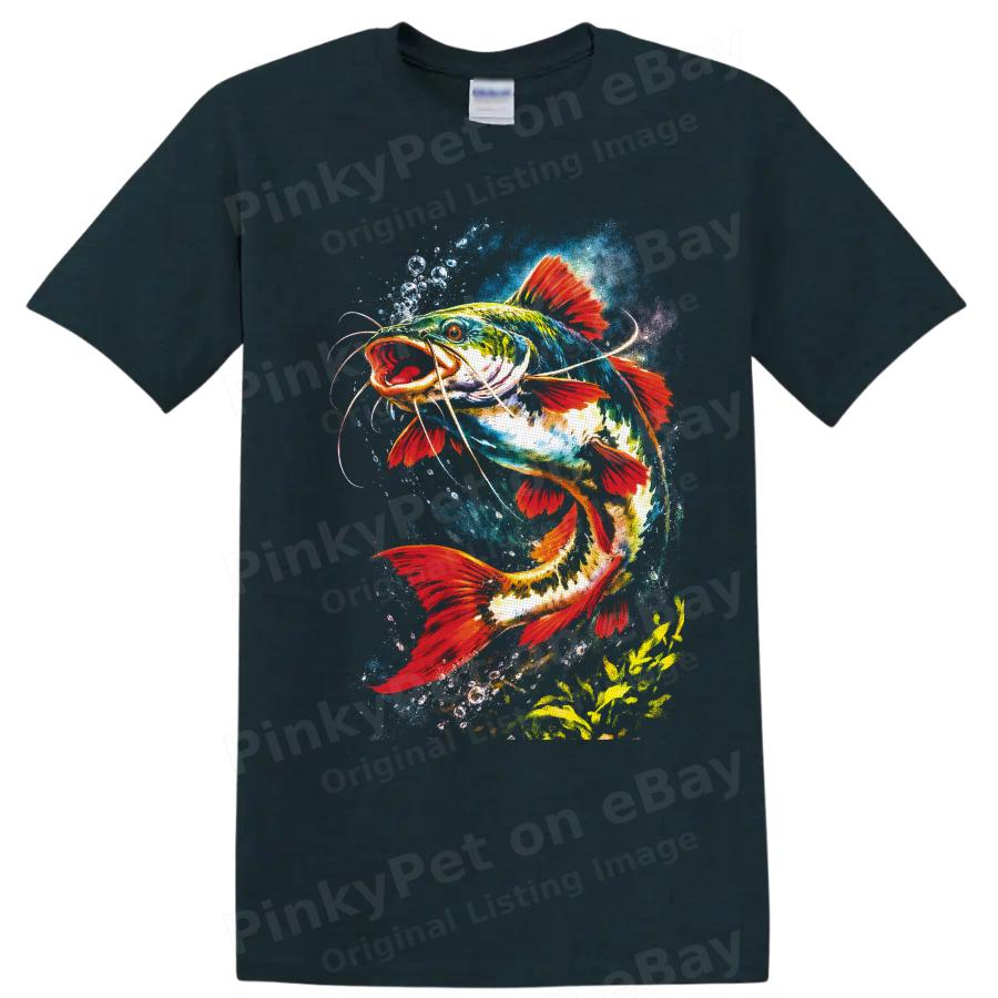 Catfish T Shirt Colorful Watercolor Fish Art Angler Fishing Graphic Tee Gift