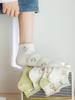5 Pairs Women Floral Design Short Socks Fashionable Versatile Lace Socks Comfortable Sweat Absorbing Breathable Casual Socks