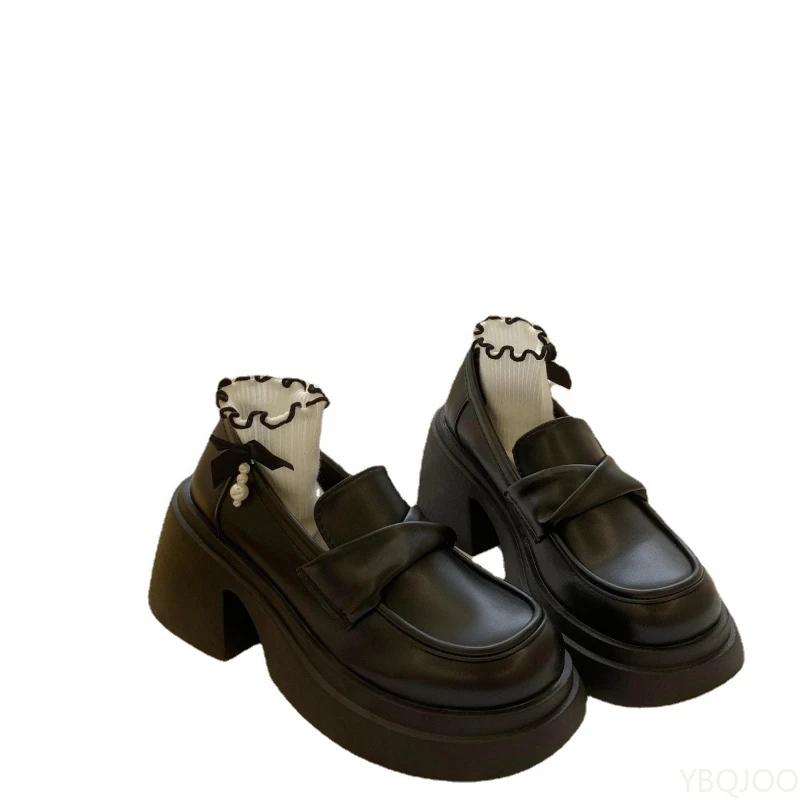 Fashion Retro British style loafers New Comfort Women's Shoes Fashion thick soled high heels Casual elegant ladies pumps Zapatos Mujer