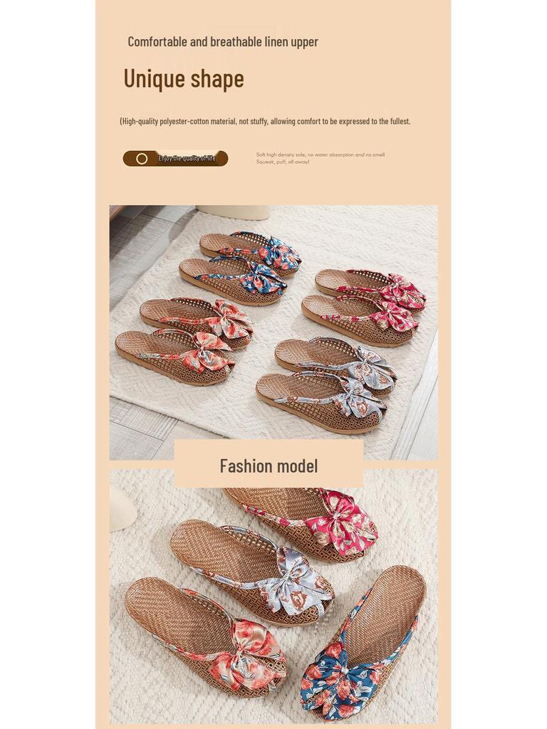 Rattan Summer Slippers: Breathable Indoor Footwear for Men & Women