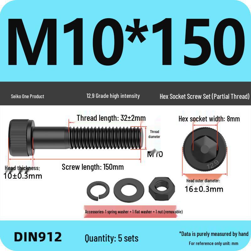 12.9 High Strength Socket Head Cap Screw and Nut Set M8-M16.