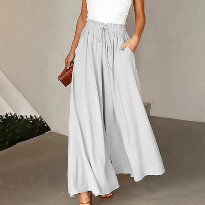 Pantalones Casuales Color Sólido Moda para Ir al Trabajo Tallas Grandes para Mujer Cintura Alta Ajustados Pierna Ancha
