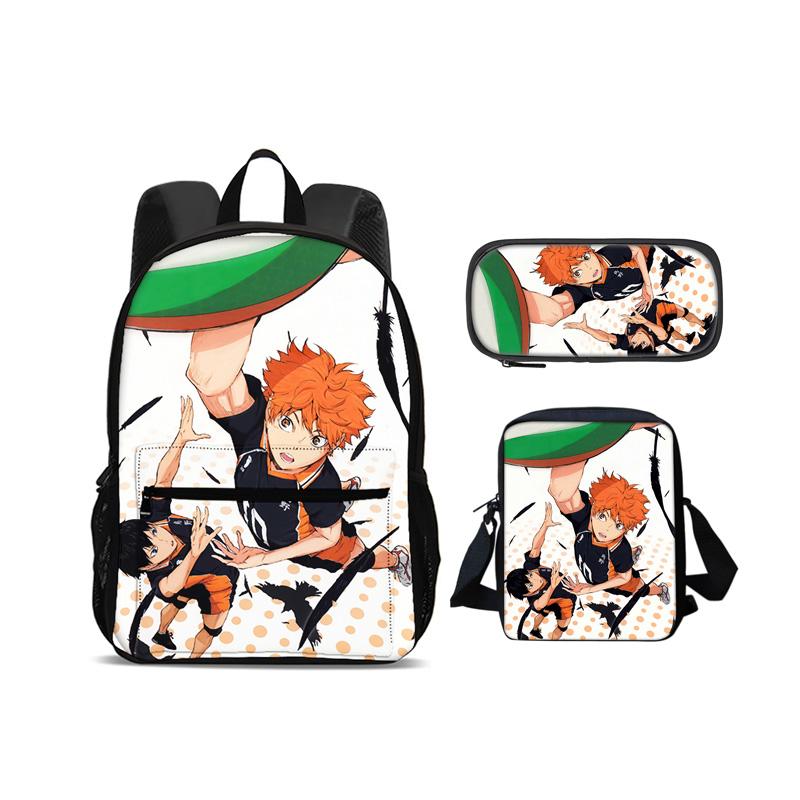 Haikyuu backpack pencil case shoulder bag 3Pcs Set printed new large capacity student boy and girl best birthday gift for school