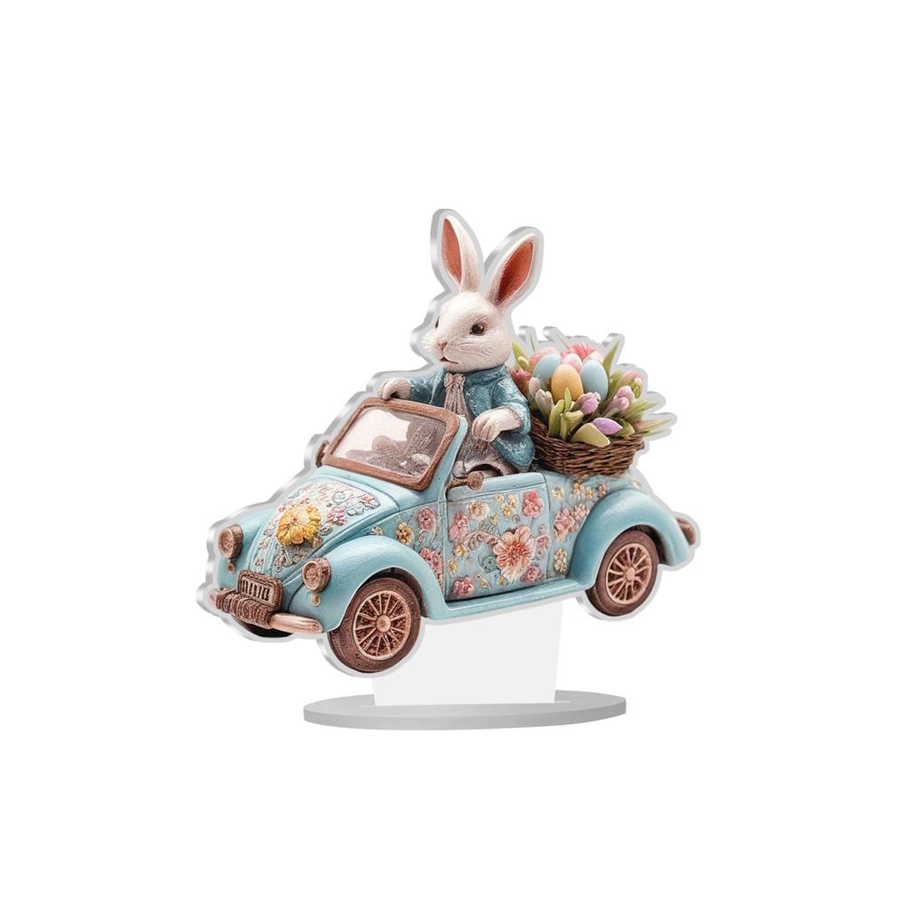 2D Flat Acrylic Easter Egg Bunny Scene Ornament For Festive Decoration