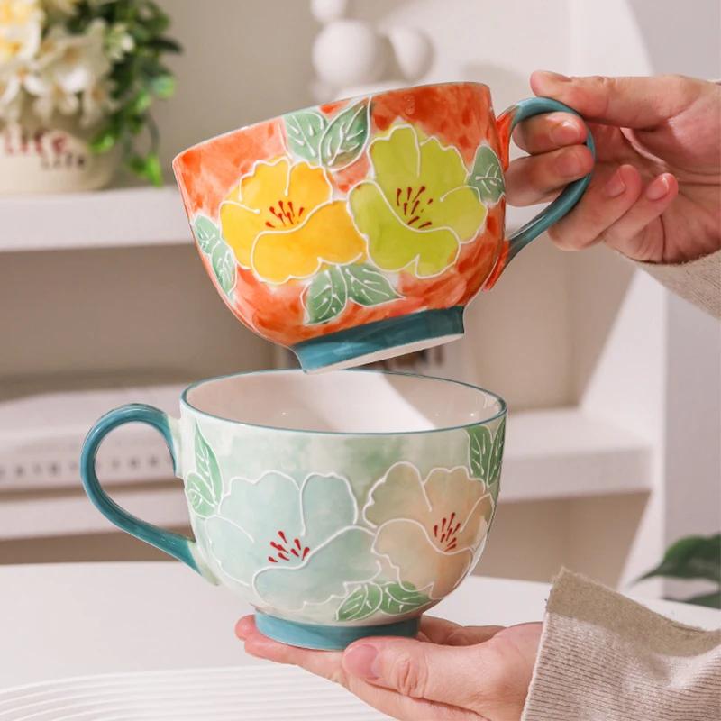 Kaufe 500ml Keramik Frühstücksschüssel Hohe Kapazität Büro Wasser Keramiktasse Porzellan Kaffeetasse Nachmittagstee Tassen Frühstücksschüsseln zum Preis ab 4.81