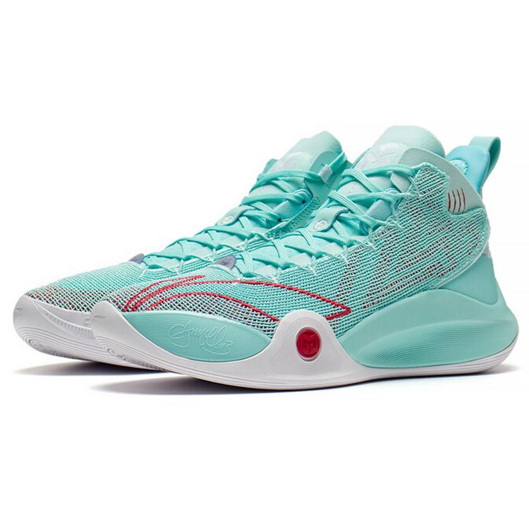 New LiNing CJ 1 CJ 1 Large Shark Cushioning Anti Slip And Wear Resistant Mid Top Basketball Shoes Light Blue ABAR019-24