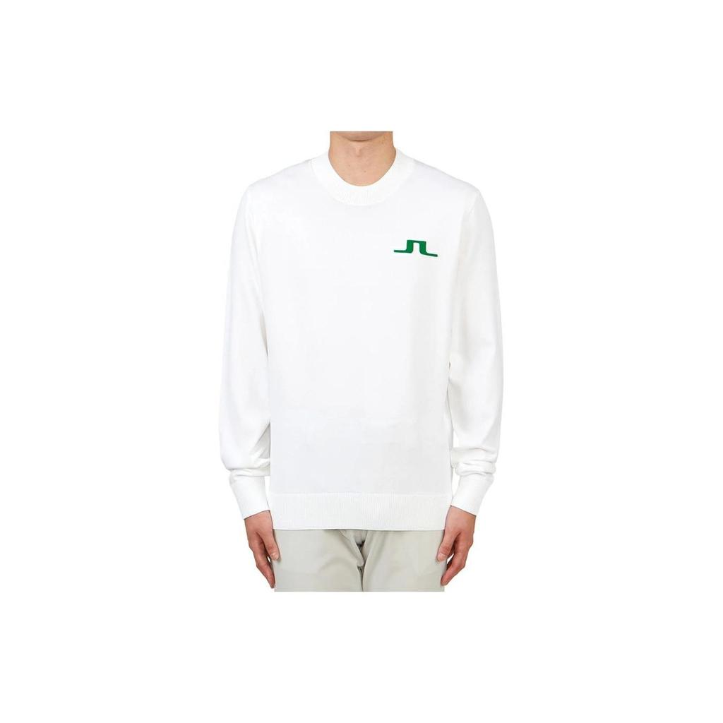 J.Lindeberg Logo Print Crew Neck Pullover Long Sleeve Sweatshirt Men sweatshirt White AMKW08142-0000
