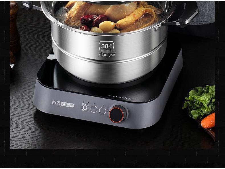 Large 304 Stainless Steel Three-Layer Household Steamer for Induction and Gas Stoves