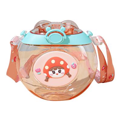 Donut Shaped Water Bottle Kids Cute Cartoon Plastic Portable Straw Cup Child Friendly Green