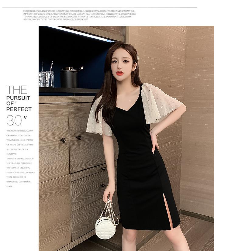 Black Side Split Dress Women's Year New Waist Skinny Skirt Sexy Temperament Summer Muse Fan