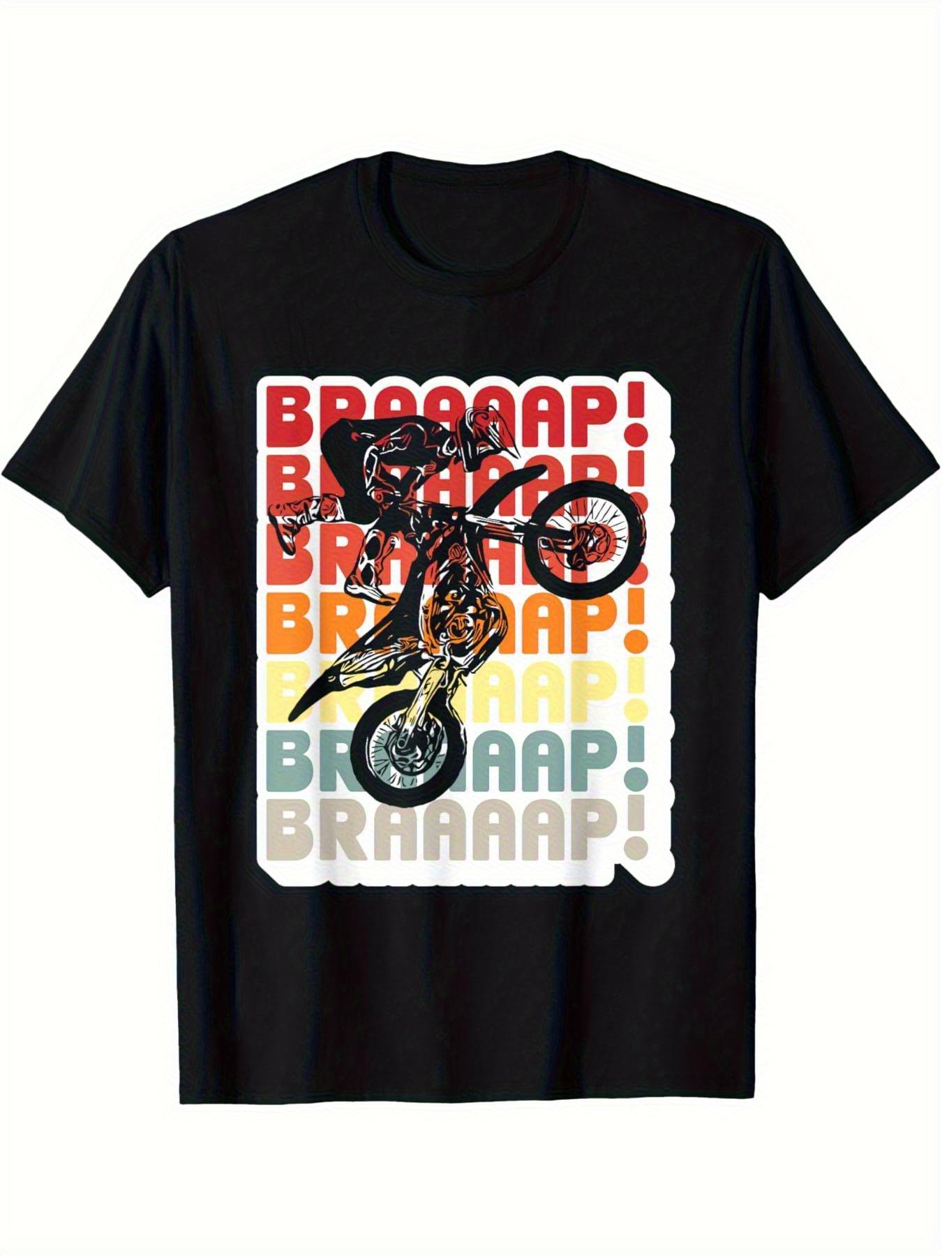 

Brraaap Motocross- Dirt Bike T-shirt Dirt Bike Casual Comfortable Short Sleeve Crew Neck Top S