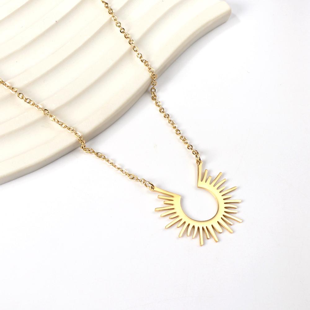 Stainless Steel Jewelry Set Gold Color Half Circle Shaped Set of Necklaces and Earrings for Women mayoreo para revender